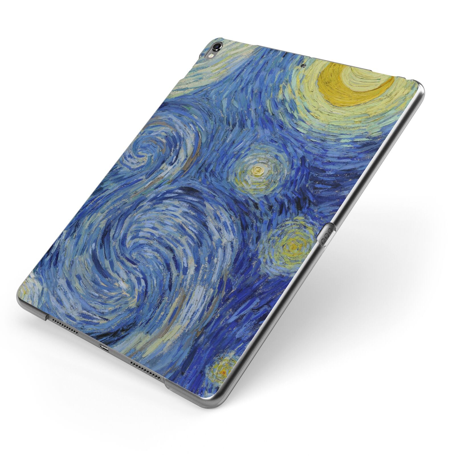 Van Gogh Starry Night Apple iPad Case on Grey iPad Side View