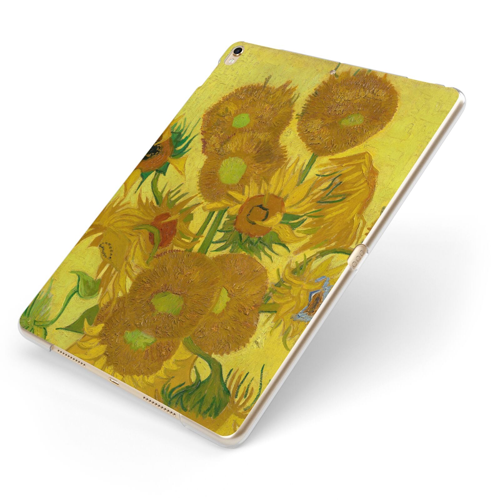 Van Gogh Sunflowers Apple iPad Case on Gold iPad Side View