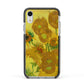 Van Gogh Sunflowers Apple iPhone XR Impact Case Black Edge on Silver Phone