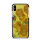 Van Gogh Sunflowers Apple iPhone Xs Impact Case Black Edge on Silver Phone