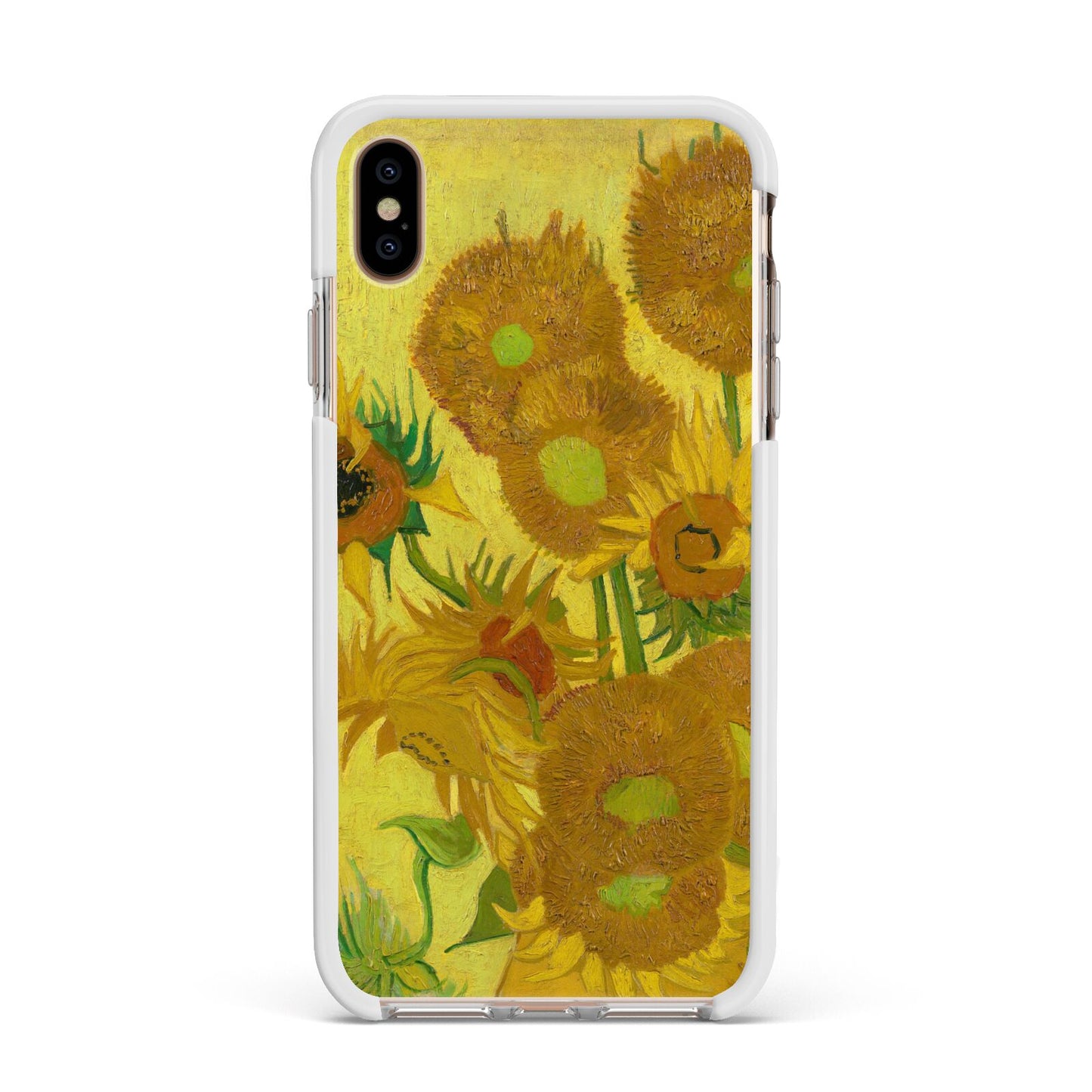 Van Gogh Sunflowers Apple iPhone Xs Max Impact Case White Edge on Gold Phone