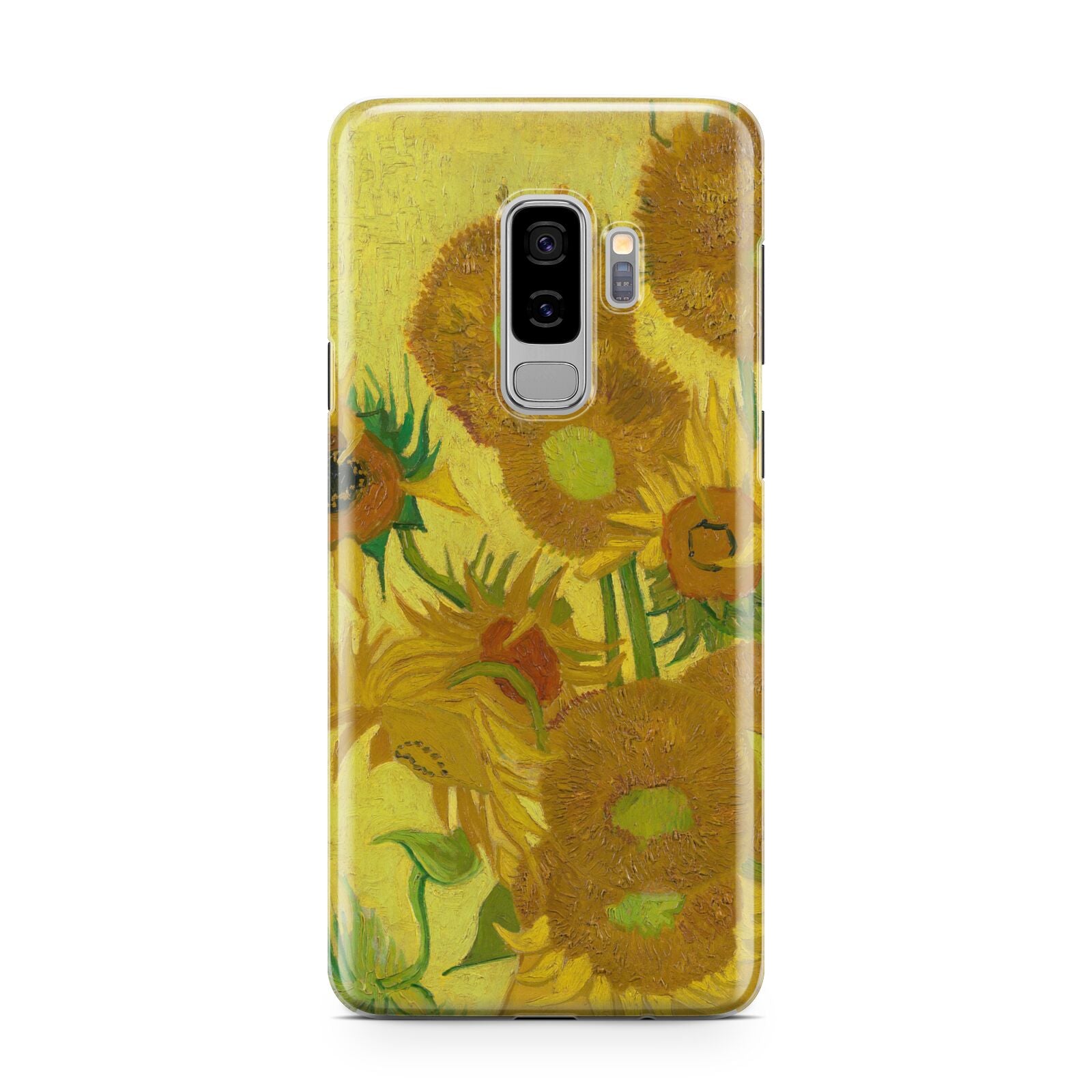 Van Gogh Sunflowers Samsung Galaxy S9 Plus Case on Silver phone