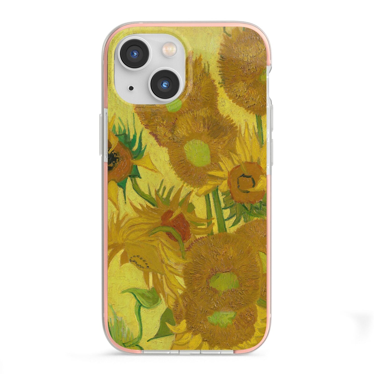 Van Gogh Sunflowers iPhone 13 Mini TPU Impact Case with Pink Edges