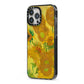 Van Gogh Sunflowers iPhone 13 Pro Max Black Impact Case Side Angle on Silver phone