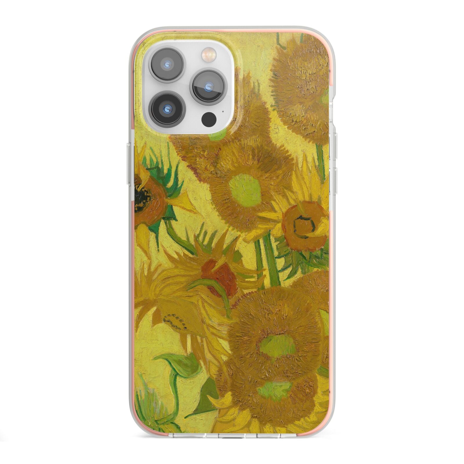 Van Gogh Sunflowers iPhone 13 Pro Max TPU Impact Case with Pink Edges