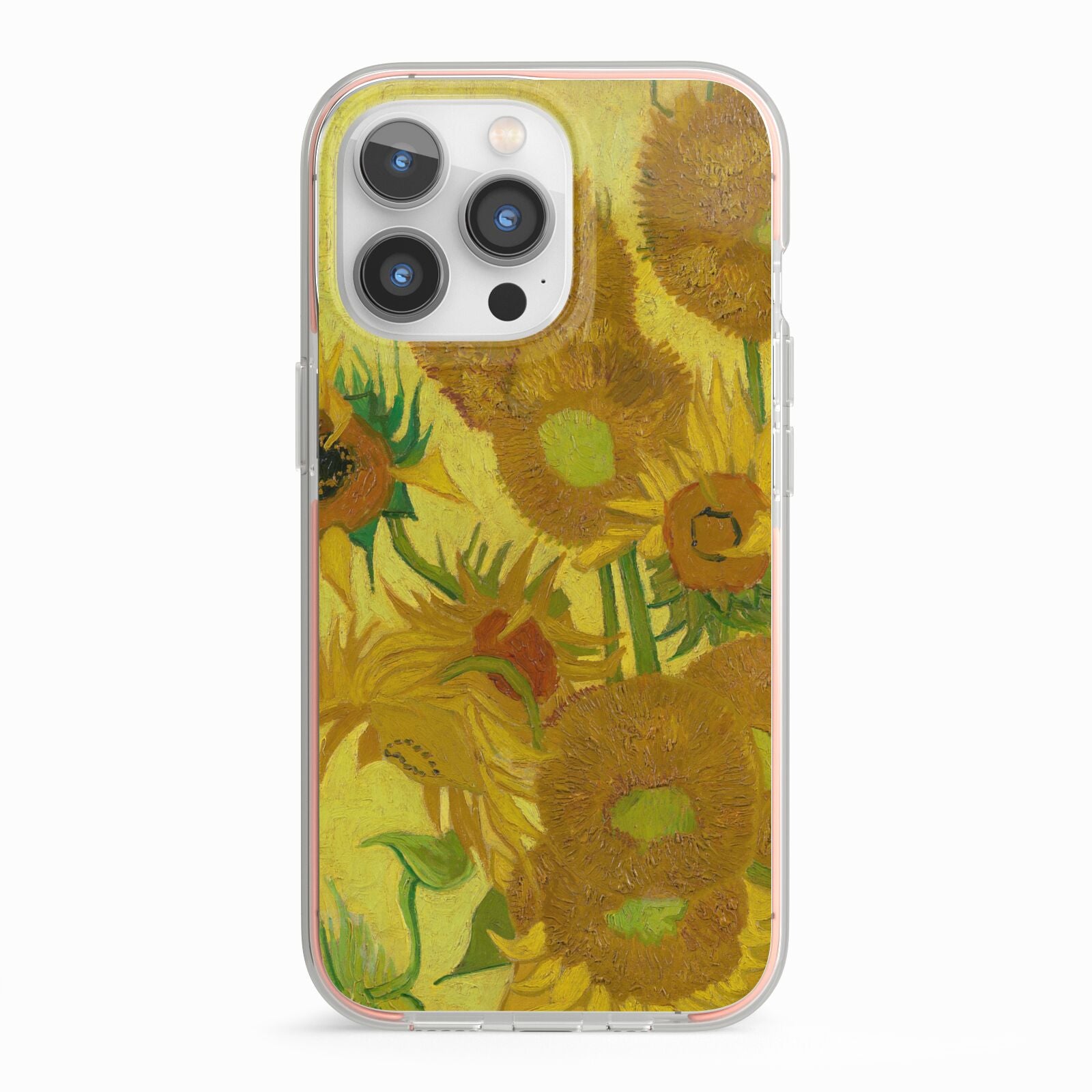 Van Gogh Sunflowers iPhone 13 Pro TPU Impact Case with Pink Edges