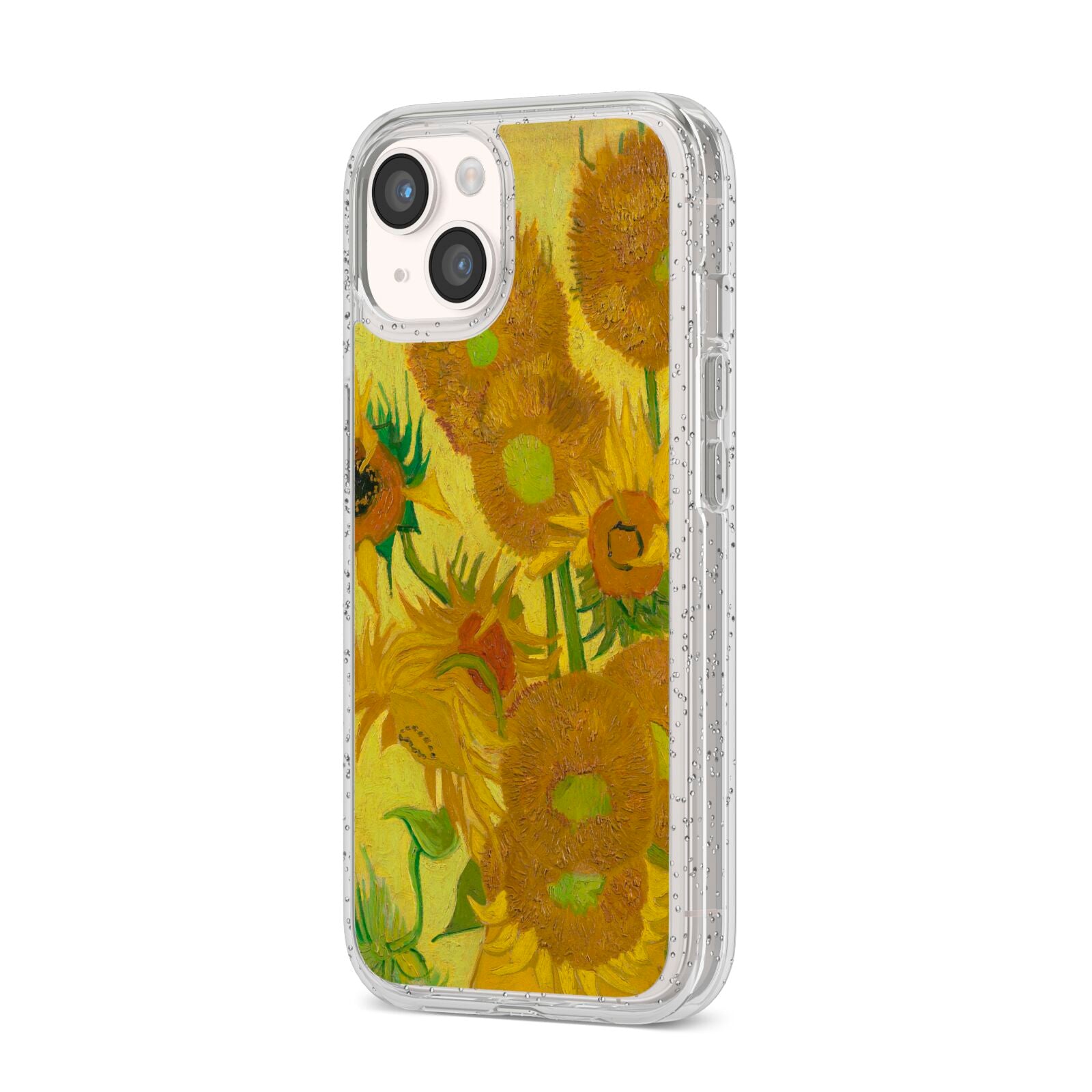 Van Gogh Sunflowers iPhone 14 Glitter Tough Case Starlight Angled Image