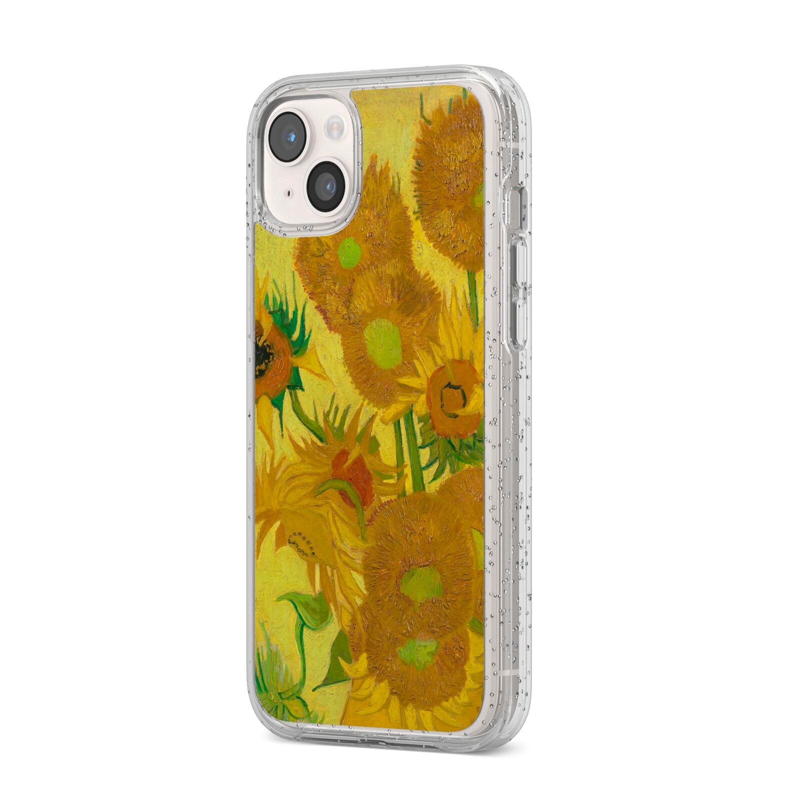 Van Gogh Sunflowers iPhone 14 Plus Glitter Tough Case Starlight Angled Image