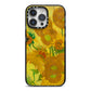 Van Gogh Sunflowers iPhone 14 Pro Max Black Impact Case on Silver phone