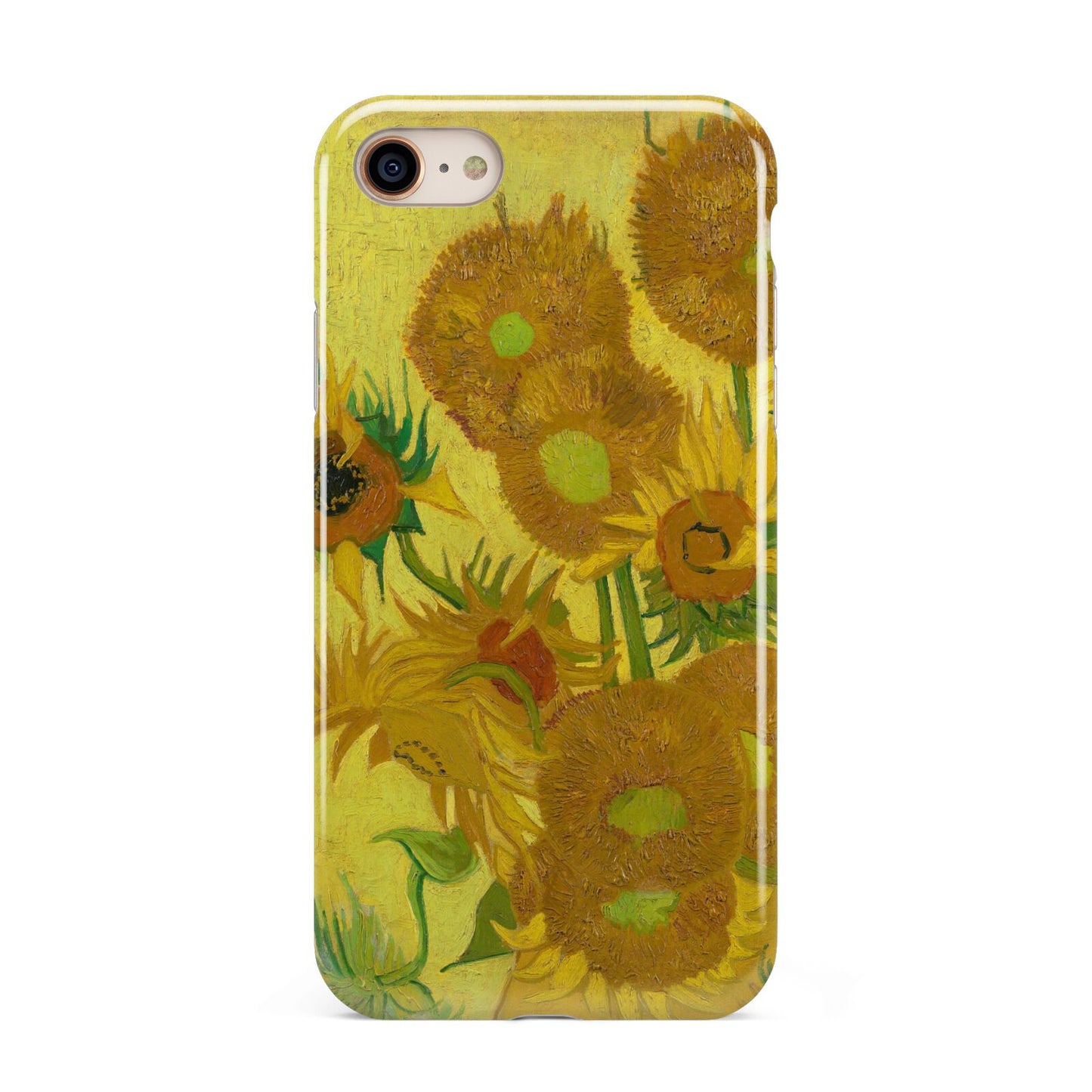Van Gogh Sunflowers iPhone 8 3D Tough Case on Gold Phone