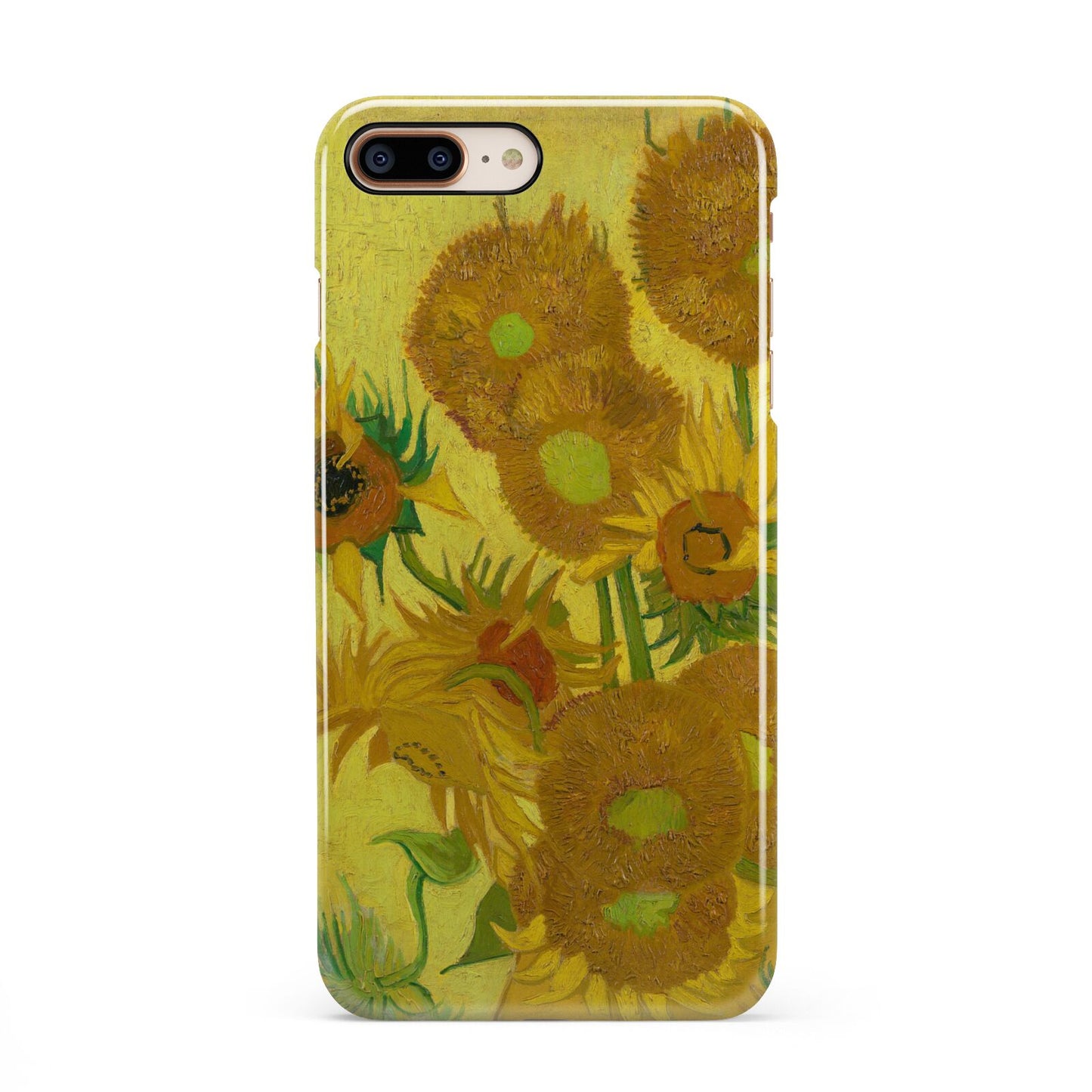 Van Gogh Sunflowers iPhone 8 Plus 3D Snap Case on Gold Phone