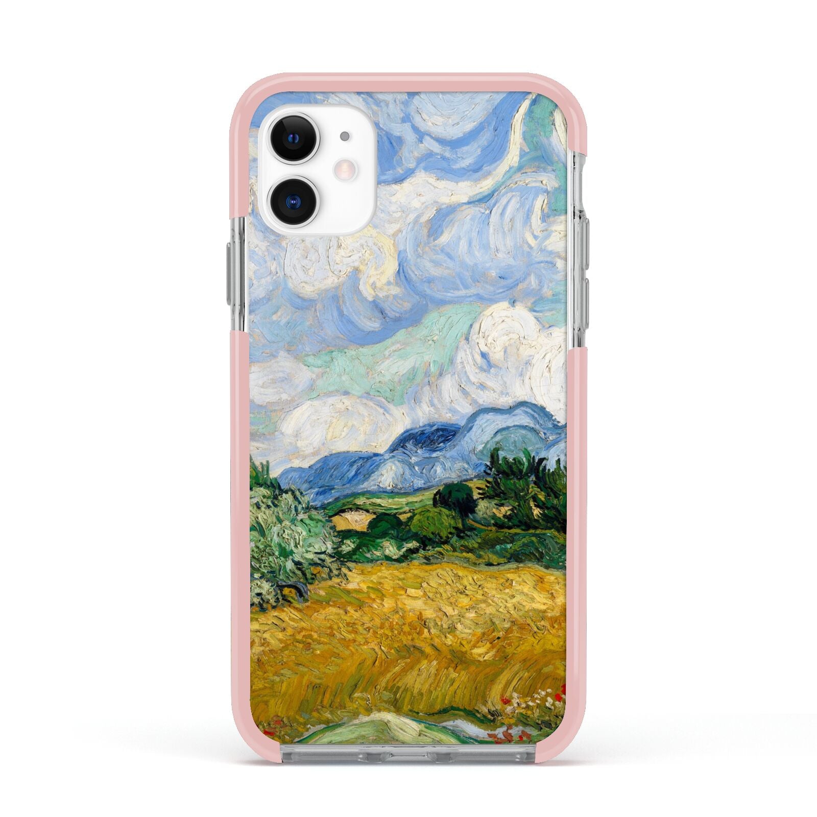 Van Gogh Wheat Field with Cypresses Apple iPhone 11 in White with Pink Impact Case