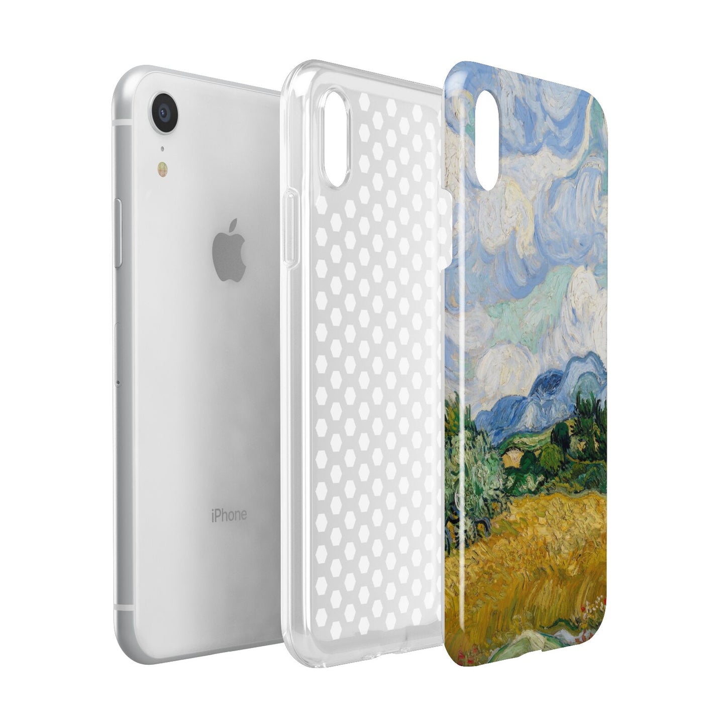 Van Gogh Wheat Field with Cypresses Apple iPhone XR White 3D Tough Case Expanded view