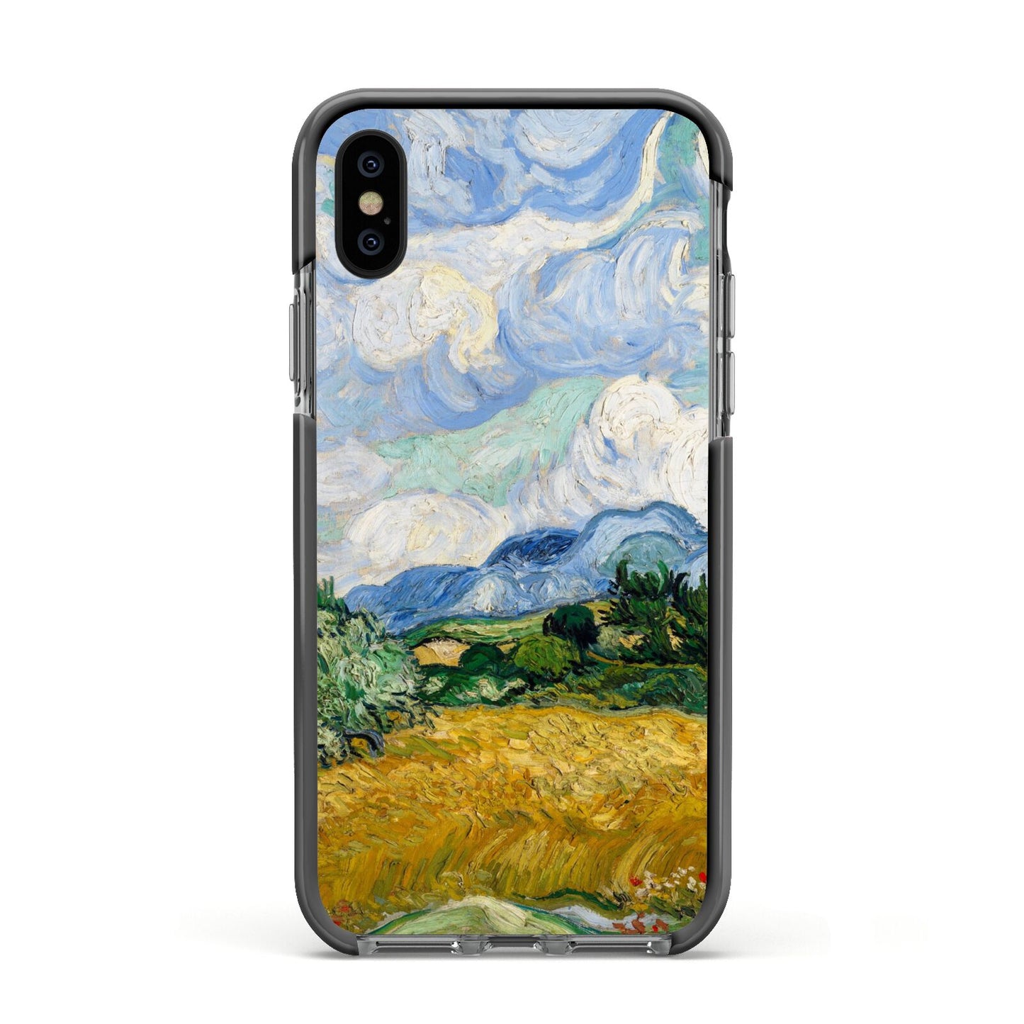 Van Gogh Wheat Field with Cypresses Apple iPhone Xs Impact Case Black Edge on Black Phone