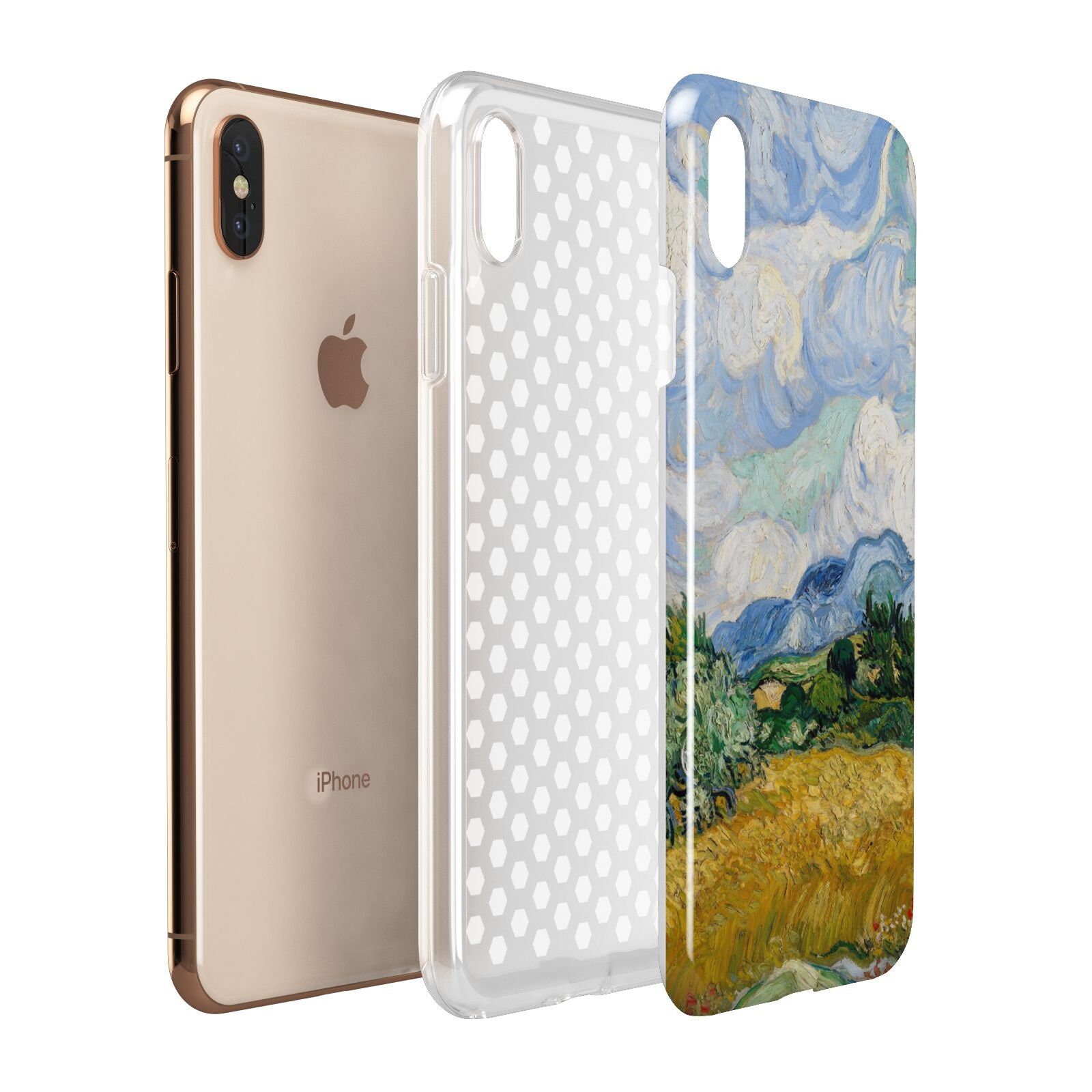 Van Gogh Wheat Field with Cypresses Apple iPhone Xs Max 3D Tough Case Expanded View