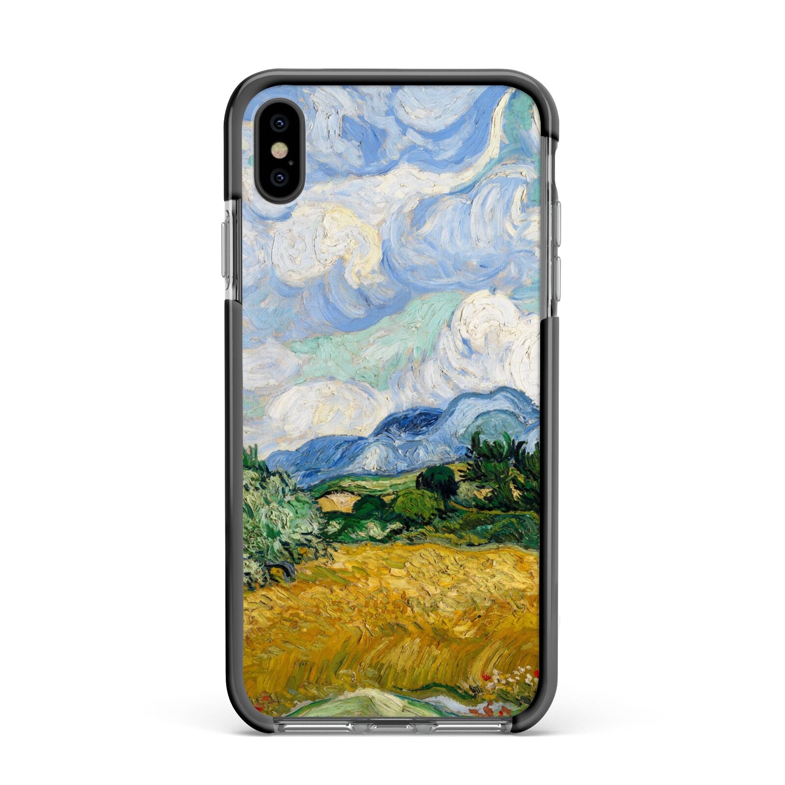 Van Gogh Wheat Field with Cypresses Apple iPhone Xs Max Impact Case Black Edge on Black Phone