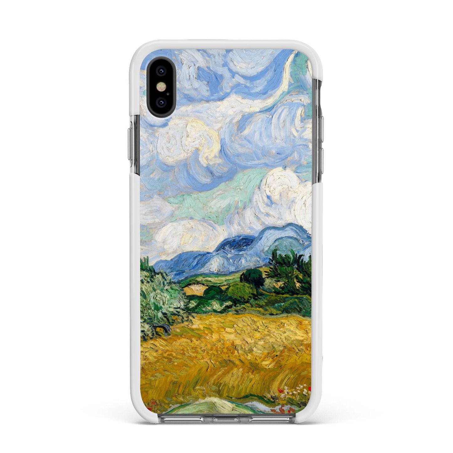 Van Gogh Wheat Field with Cypresses Apple iPhone Xs Max Impact Case White Edge on Black Phone