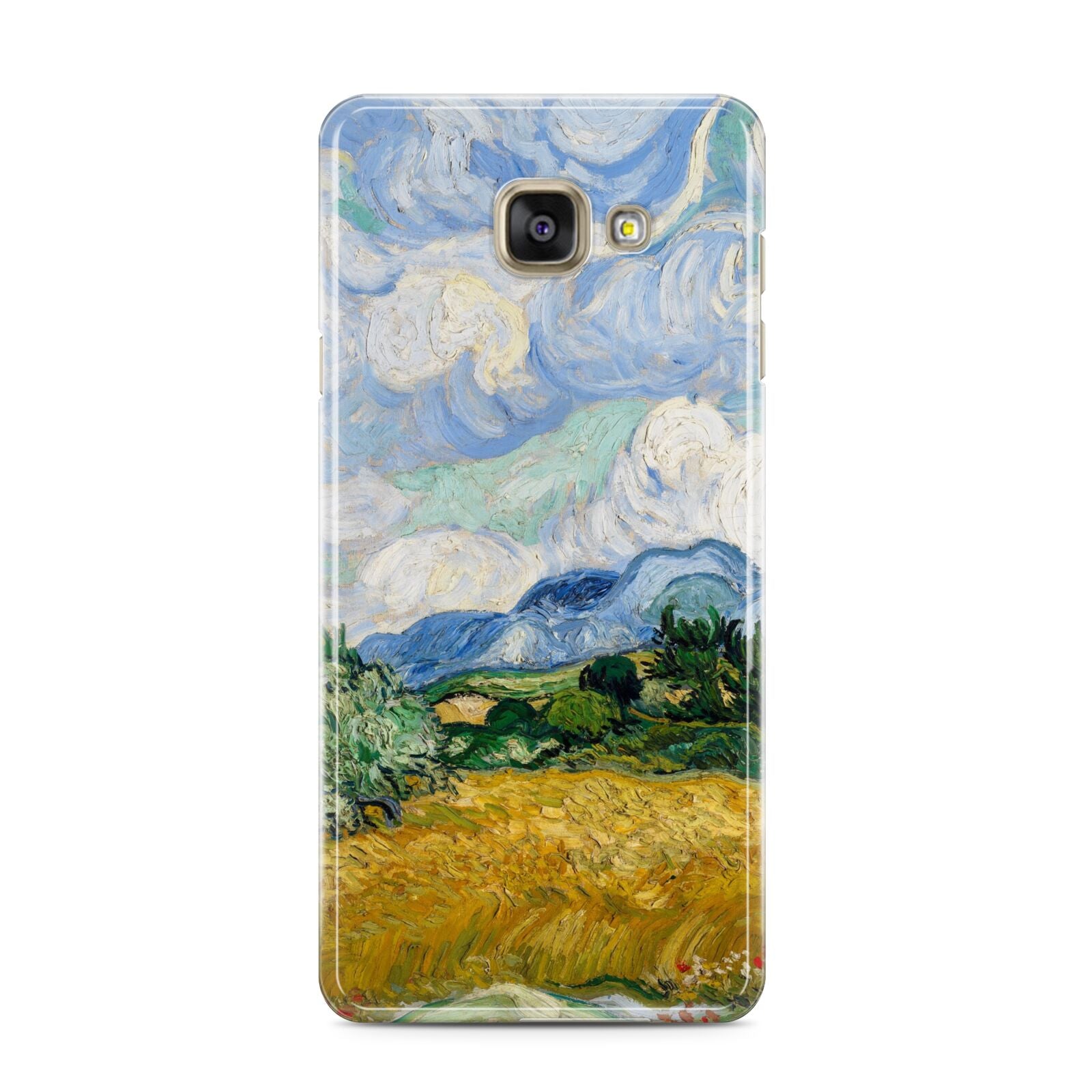 Van Gogh Wheat Field with Cypresses Samsung Galaxy A3 2016 Case on gold phone