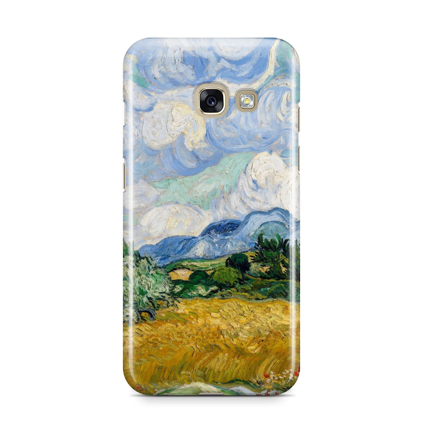 Van Gogh Wheat Field with Cypresses Samsung Galaxy A3 2017 Case on gold phone