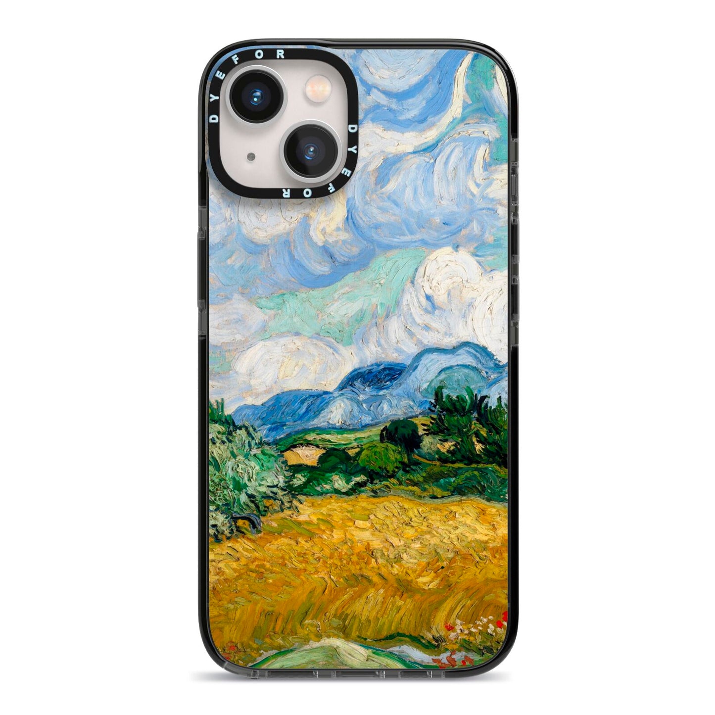 Van Gogh Wheat Field with Cypresses iPhone 13 Black Impact Case on Silver phone