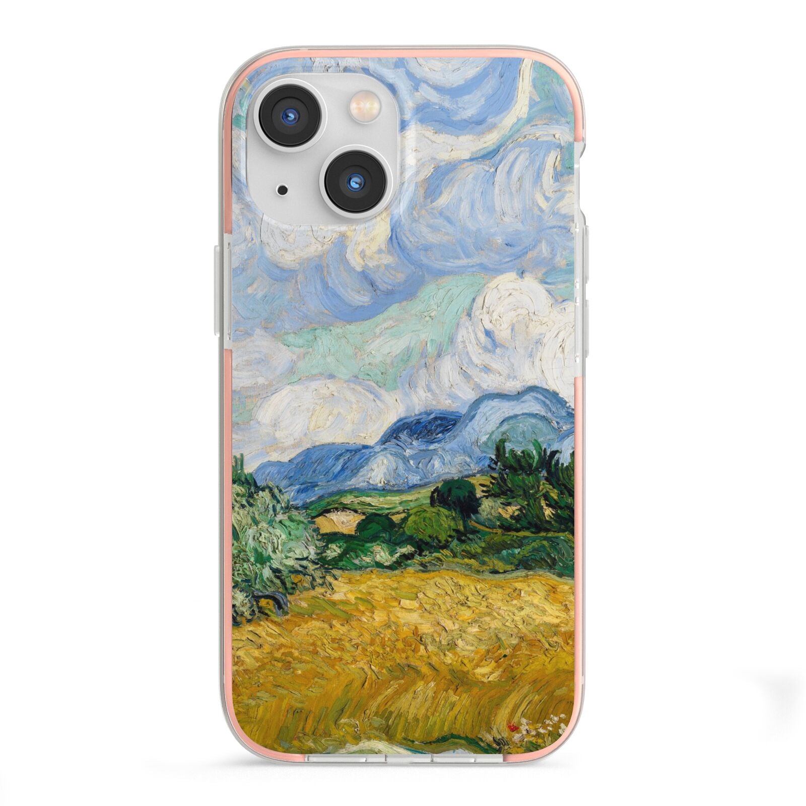 Van Gogh Wheat Field with Cypresses iPhone 13 Mini TPU Impact Case with Pink Edges