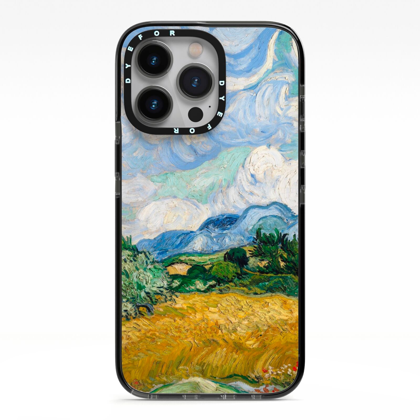 Van Gogh Wheat Field with Cypresses iPhone 13 Pro Black Impact Case on Silver phone