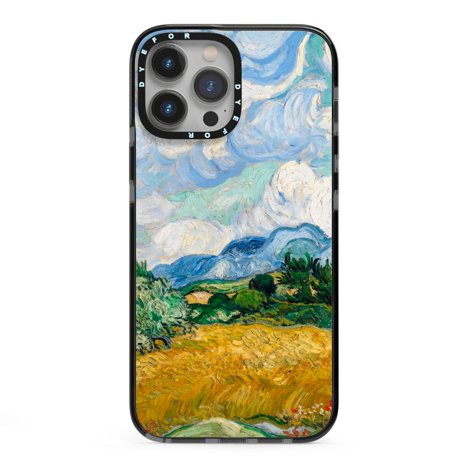 Van Gogh Wheat Field with Cypresses iPhone 13 Pro Max Black Impact Case on Silver phone