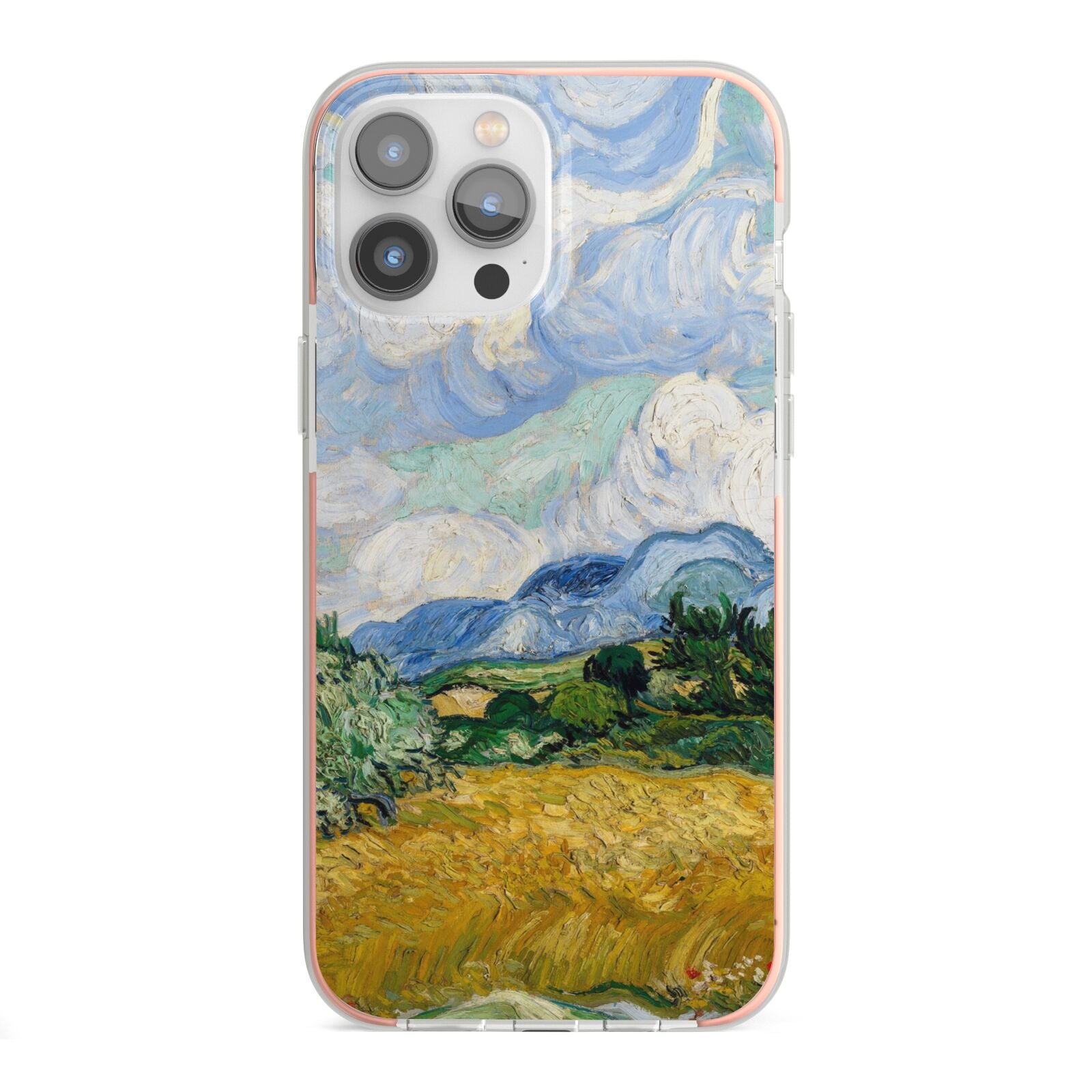 Van Gogh Wheat Field with Cypresses iPhone 13 Pro Max TPU Impact Case with Pink Edges