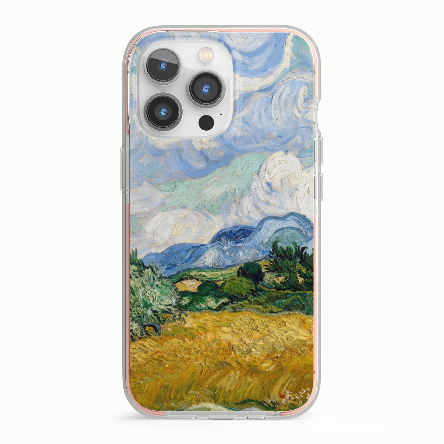 Van Gogh Wheat Field with Cypresses iPhone 13 Pro TPU Impact Case with Pink Edges