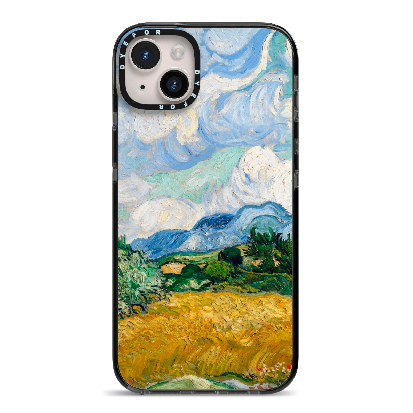 Van Gogh Wheat Field with Cypresses iPhone 14 Plus Black Impact Case on Silver phone