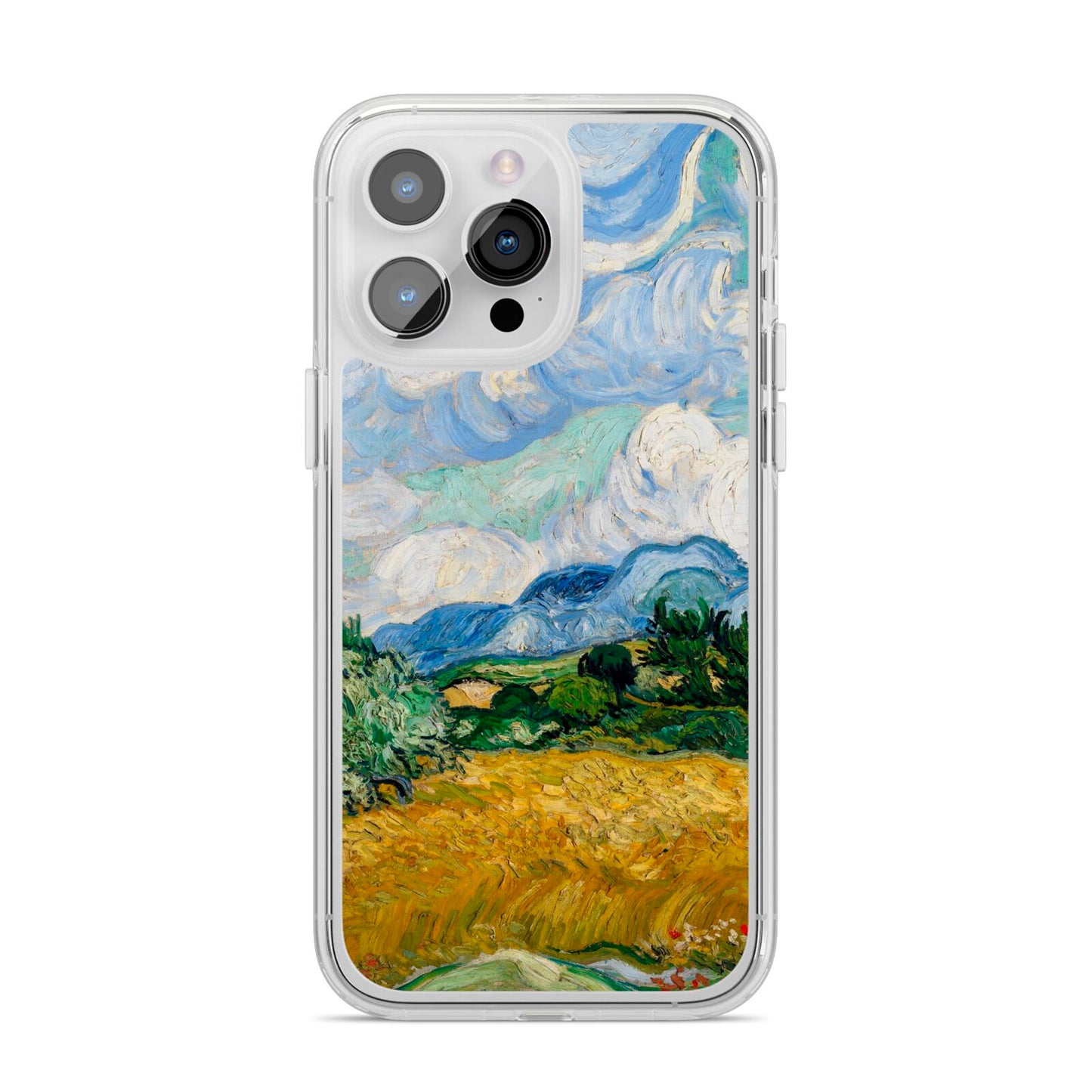 Van Gogh Wheat Field with Cypresses iPhone 14 Pro Max Clear Tough Case Silver