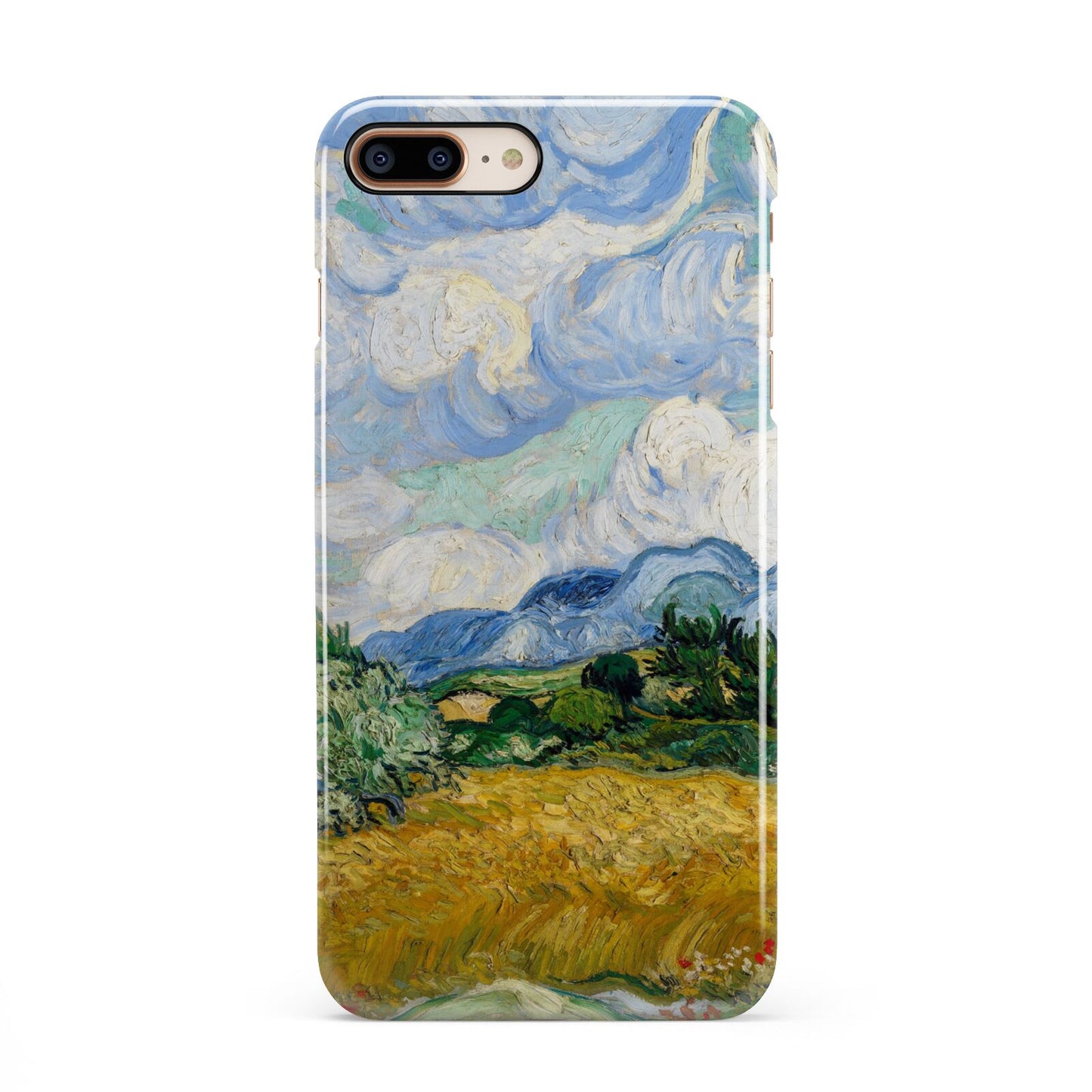 Van Gogh Wheat Field with Cypresses iPhone 8 Plus 3D Snap Case on Gold Phone