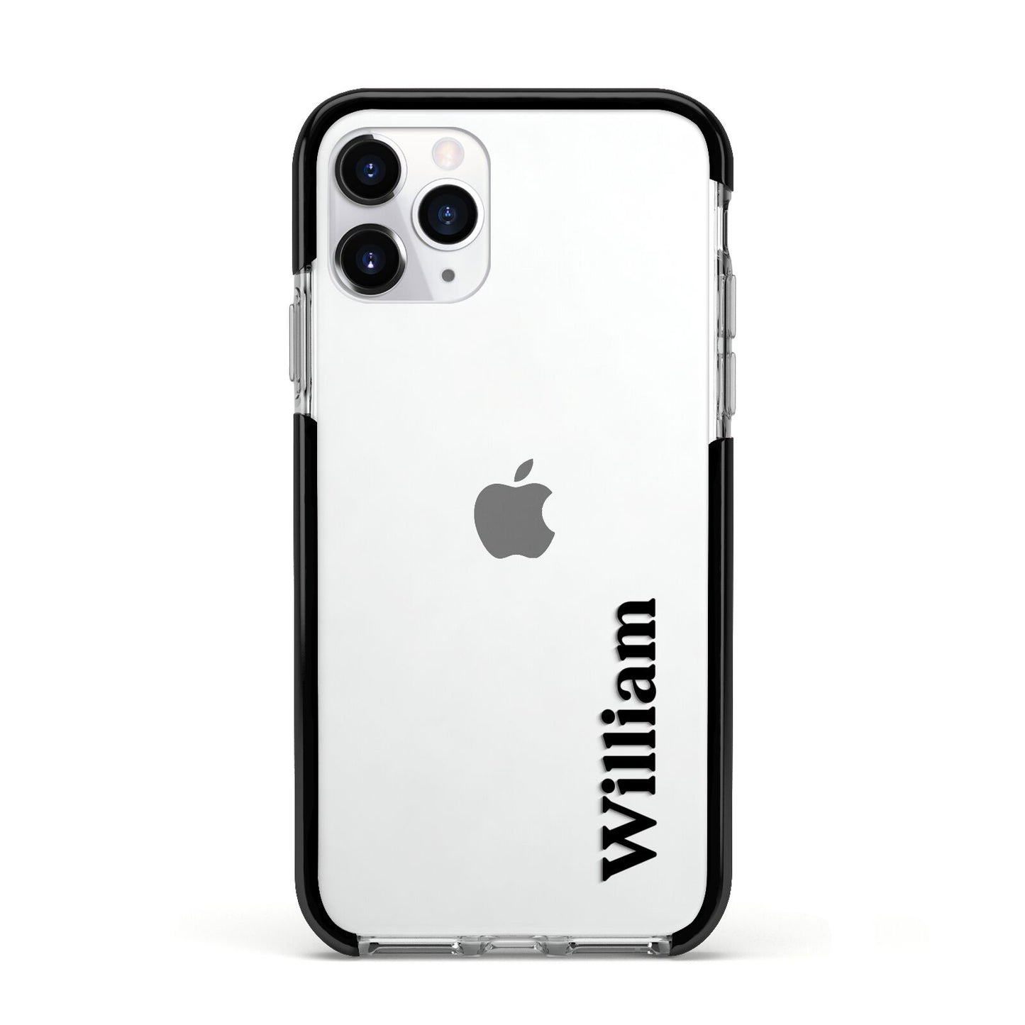 Vertical Name Apple iPhone 11 Pro in Silver with Black Impact Case