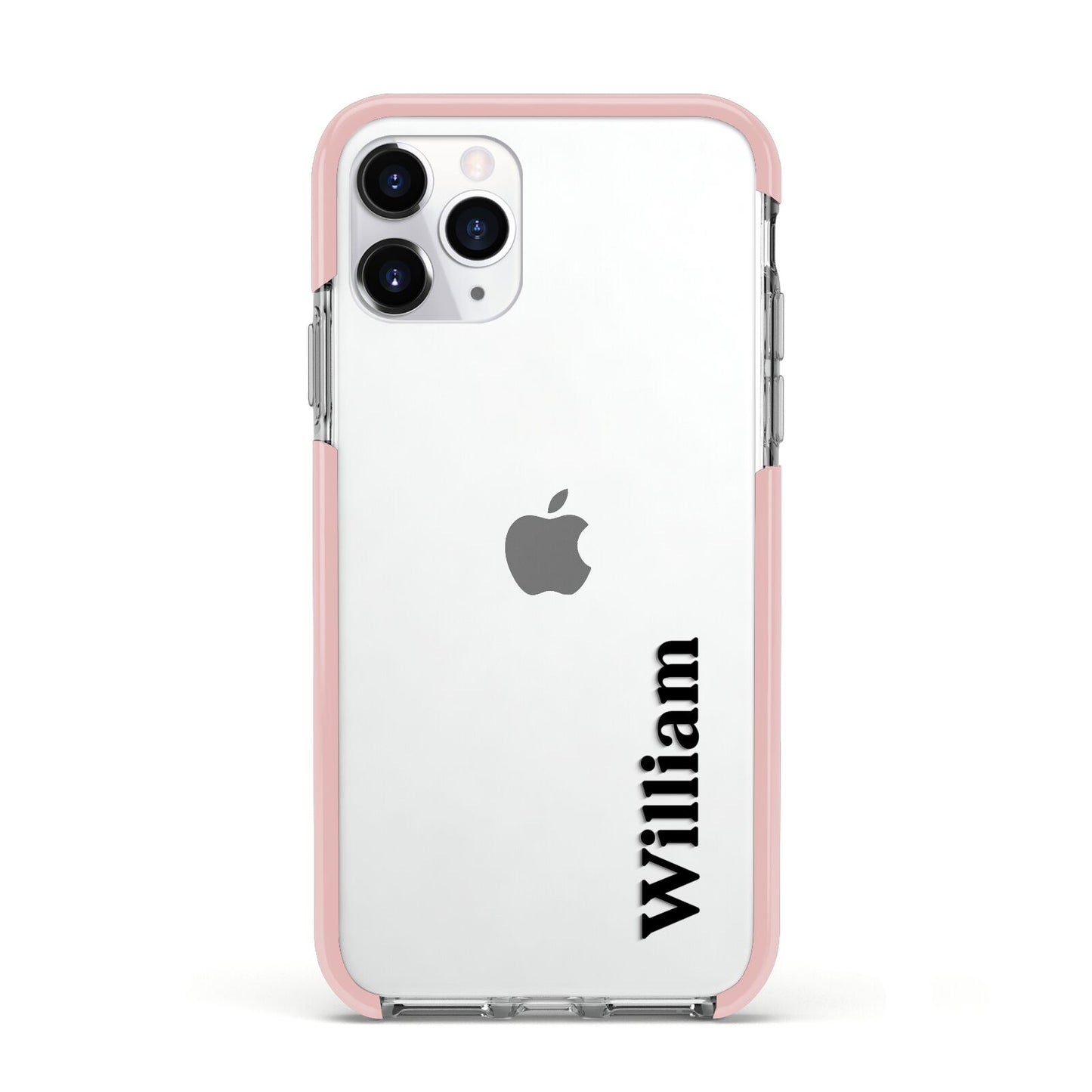 Vertical Name Apple iPhone 11 Pro in Silver with Pink Impact Case