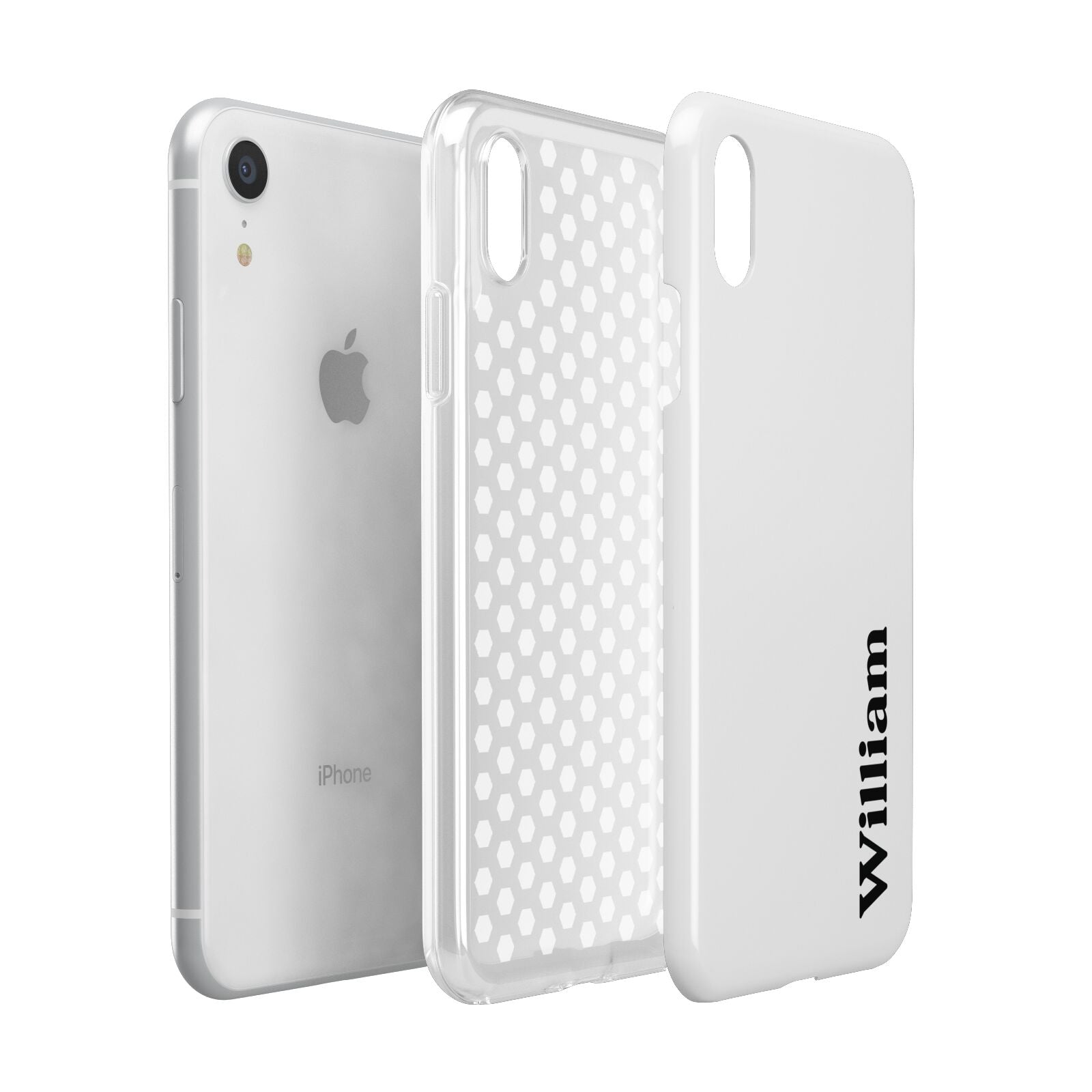 Vertical Name Apple iPhone XR White 3D Tough Case Expanded view