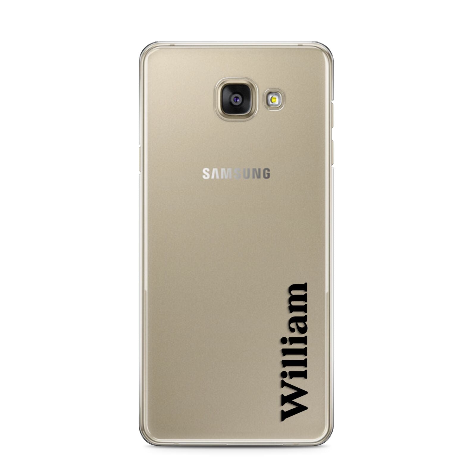 Vertical Name Samsung Galaxy A3 2016 Case on gold phone