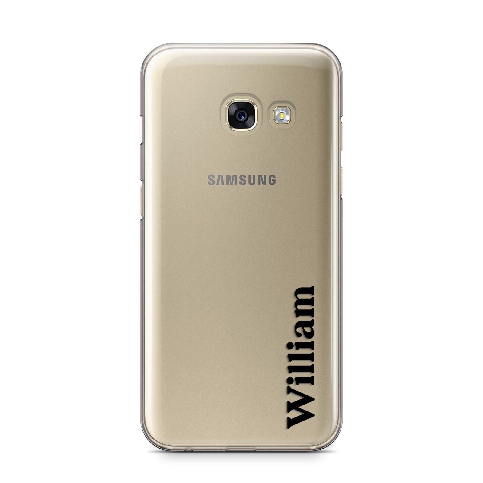 Vertical Name Samsung Galaxy A3 2017 Case on gold phone