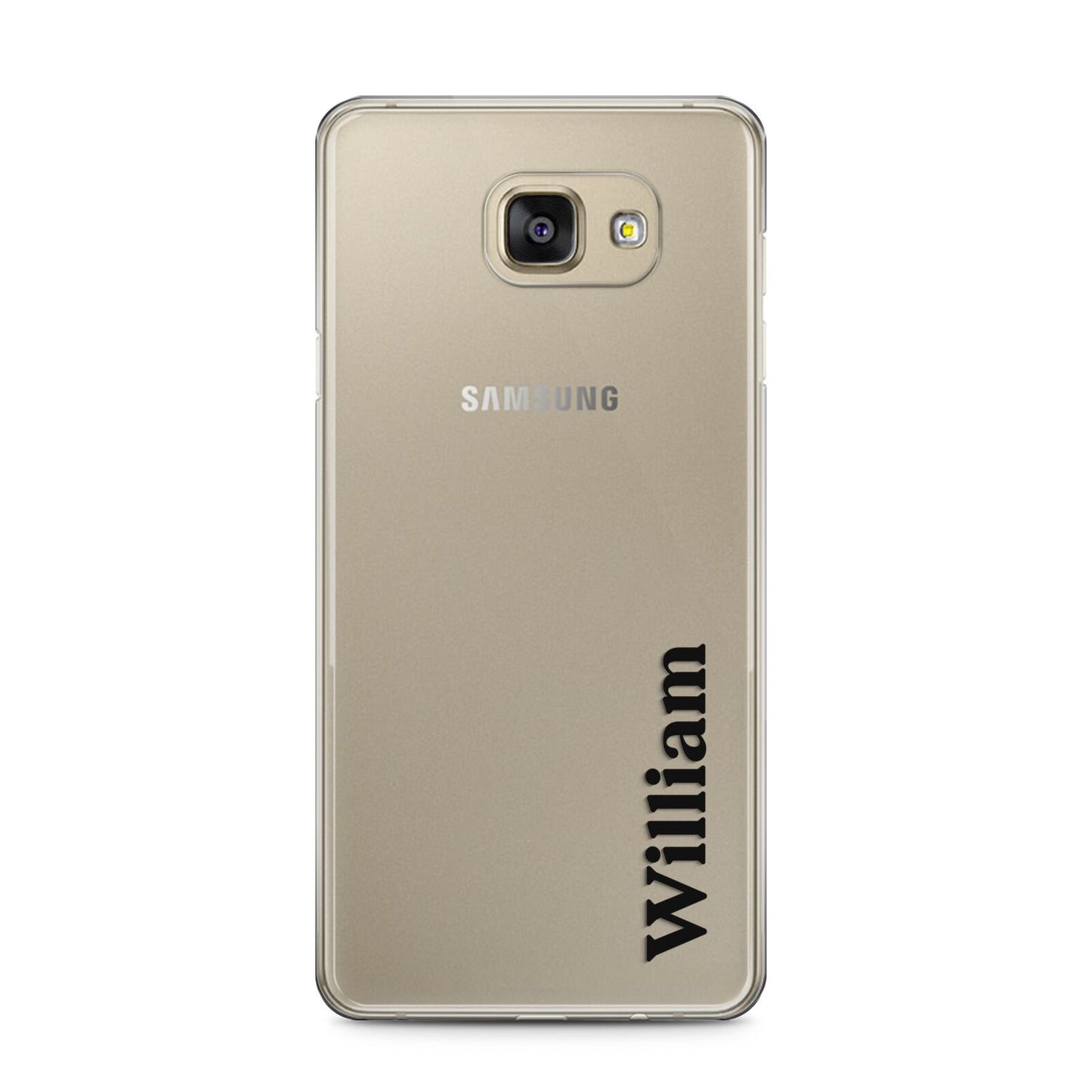 Vertical Name Samsung Galaxy A5 2016 Case on gold phone