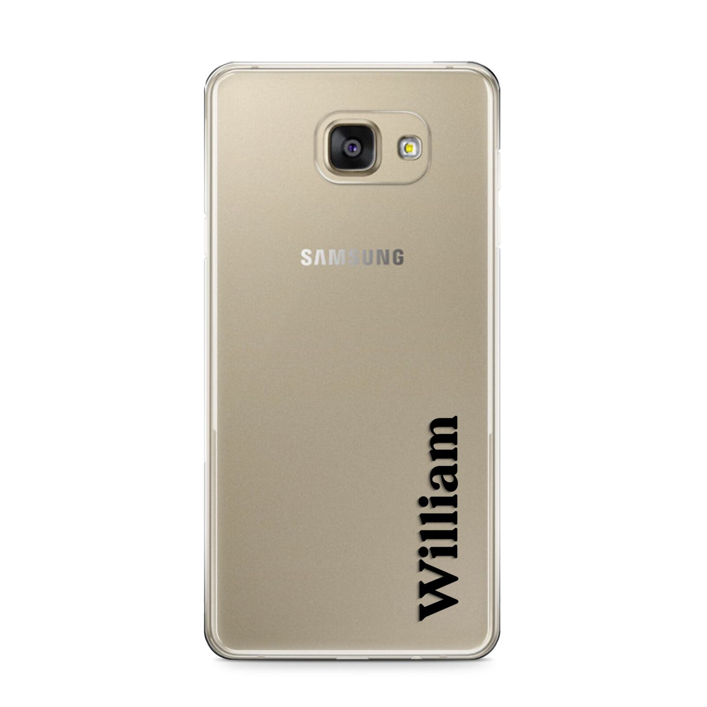 Vertical Name Samsung Galaxy A9 2016 Case on gold phone