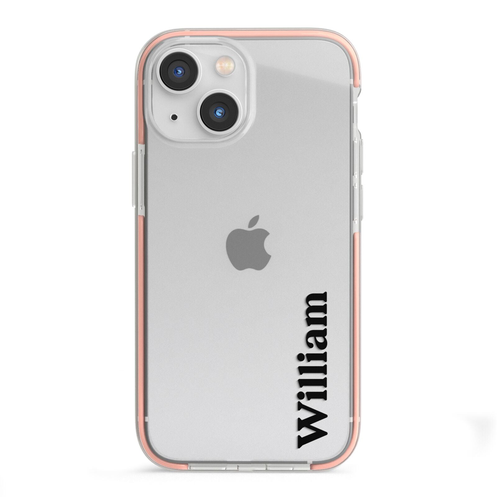 Vertical Name iPhone 13 Mini TPU Impact Case with Pink Edges