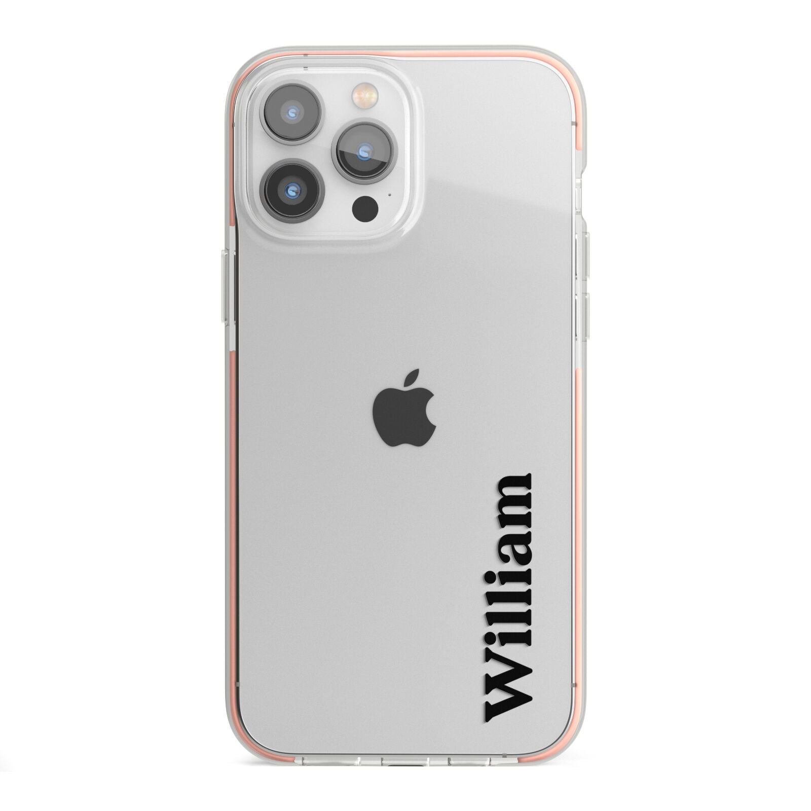 Vertical Name iPhone 13 Pro Max TPU Impact Case with Pink Edges