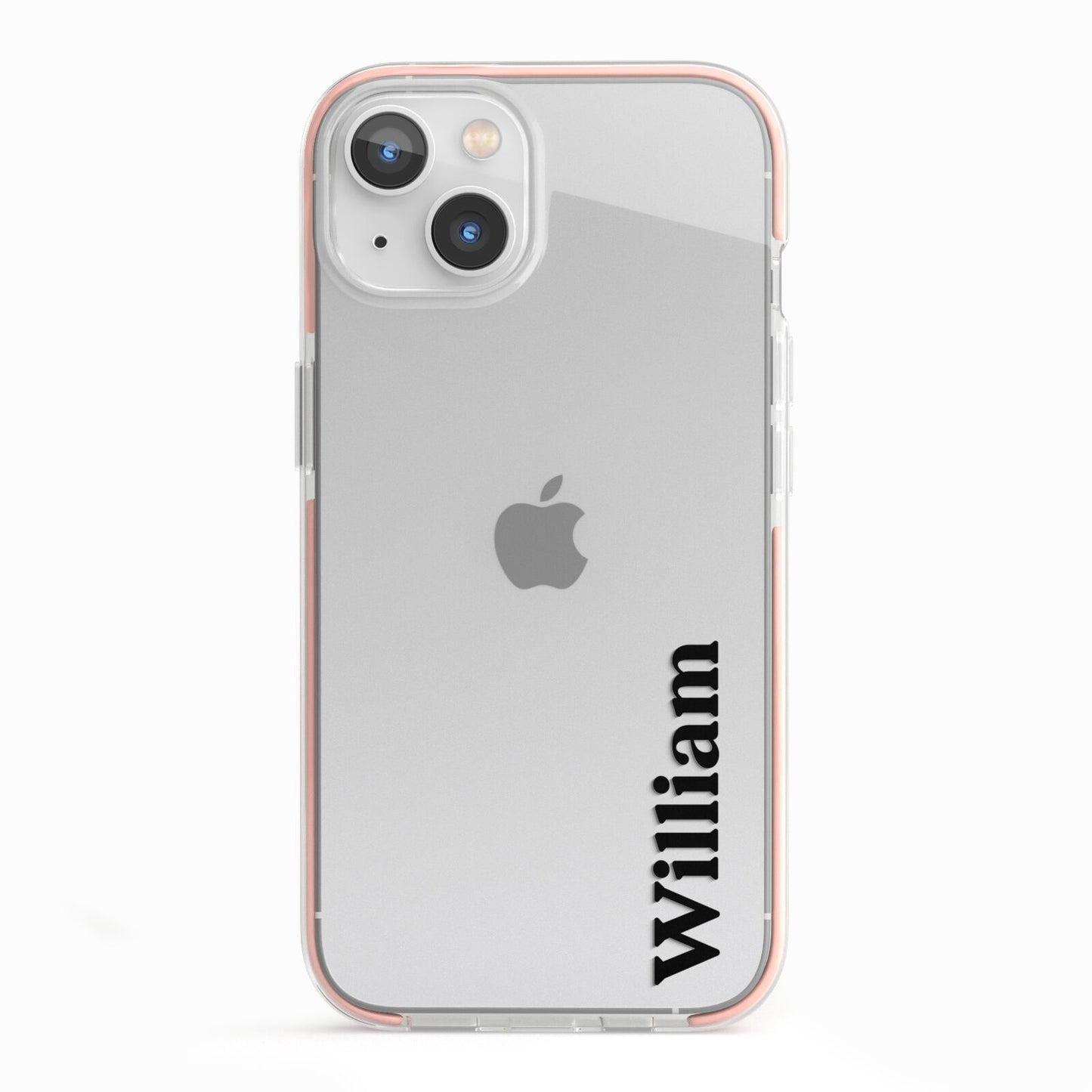 Vertical Name iPhone 13 TPU Impact Case with Pink Edges