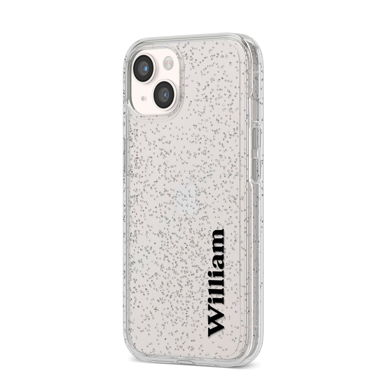 Vertical Name iPhone 14 Glitter Tough Case Starlight Angled Image