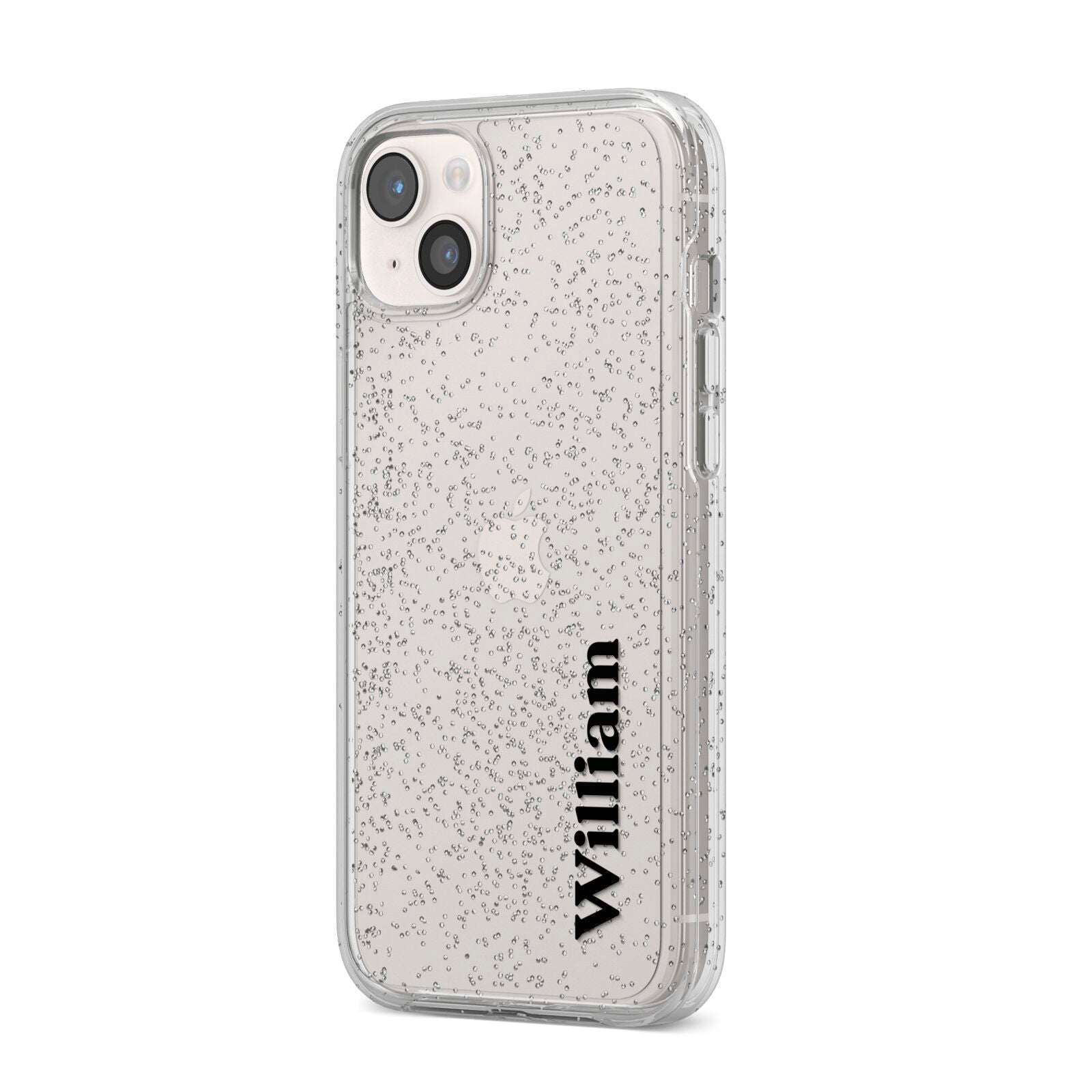 Vertical Name iPhone 14 Plus Glitter Tough Case Starlight Angled Image