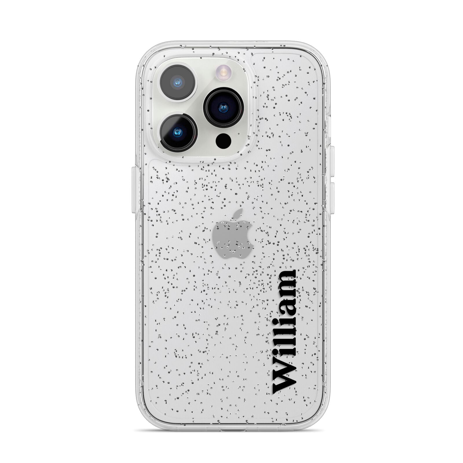 Vertical Name iPhone 14 Pro Glitter Tough Case Silver