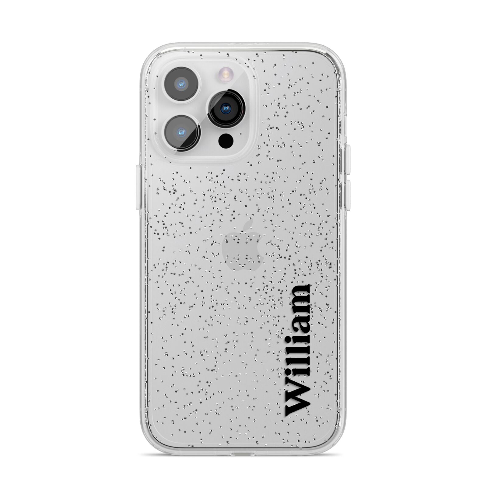 Vertical Name iPhone 14 Pro Max Glitter Tough Case Silver