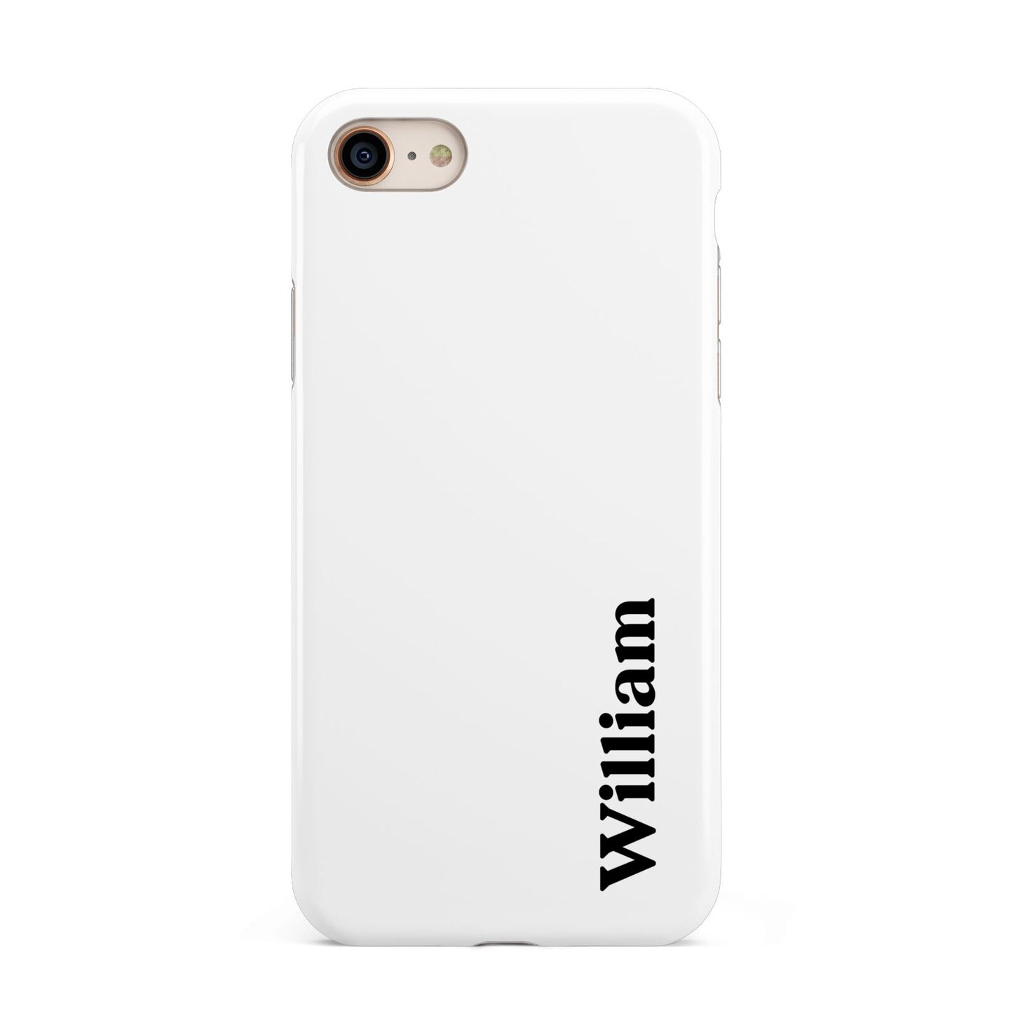 Vertical Name iPhone 8 3D Tough Case on Gold Phone