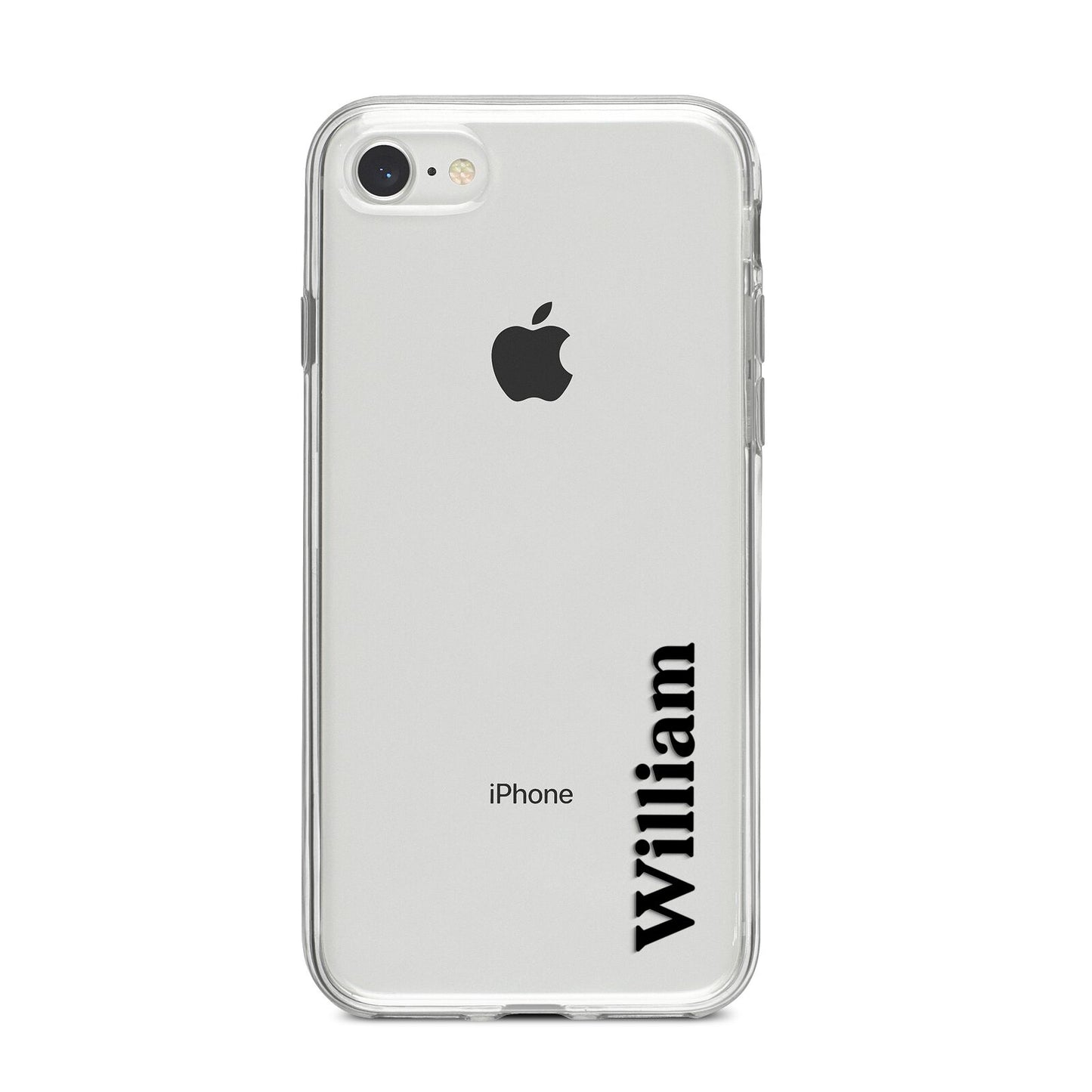 Vertical Name iPhone 8 Bumper Case on Silver iPhone