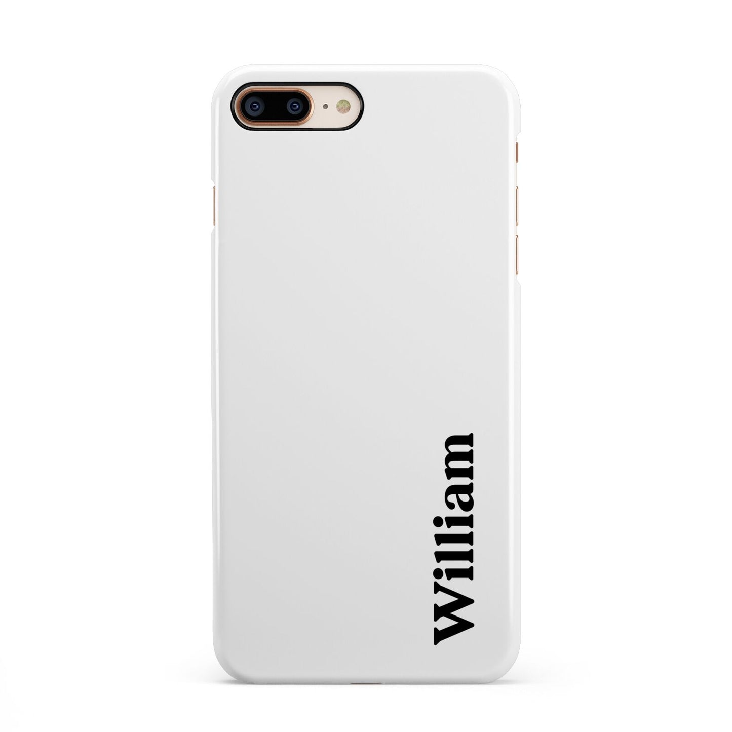 Vertical Name iPhone 8 Plus 3D Snap Case on Gold Phone