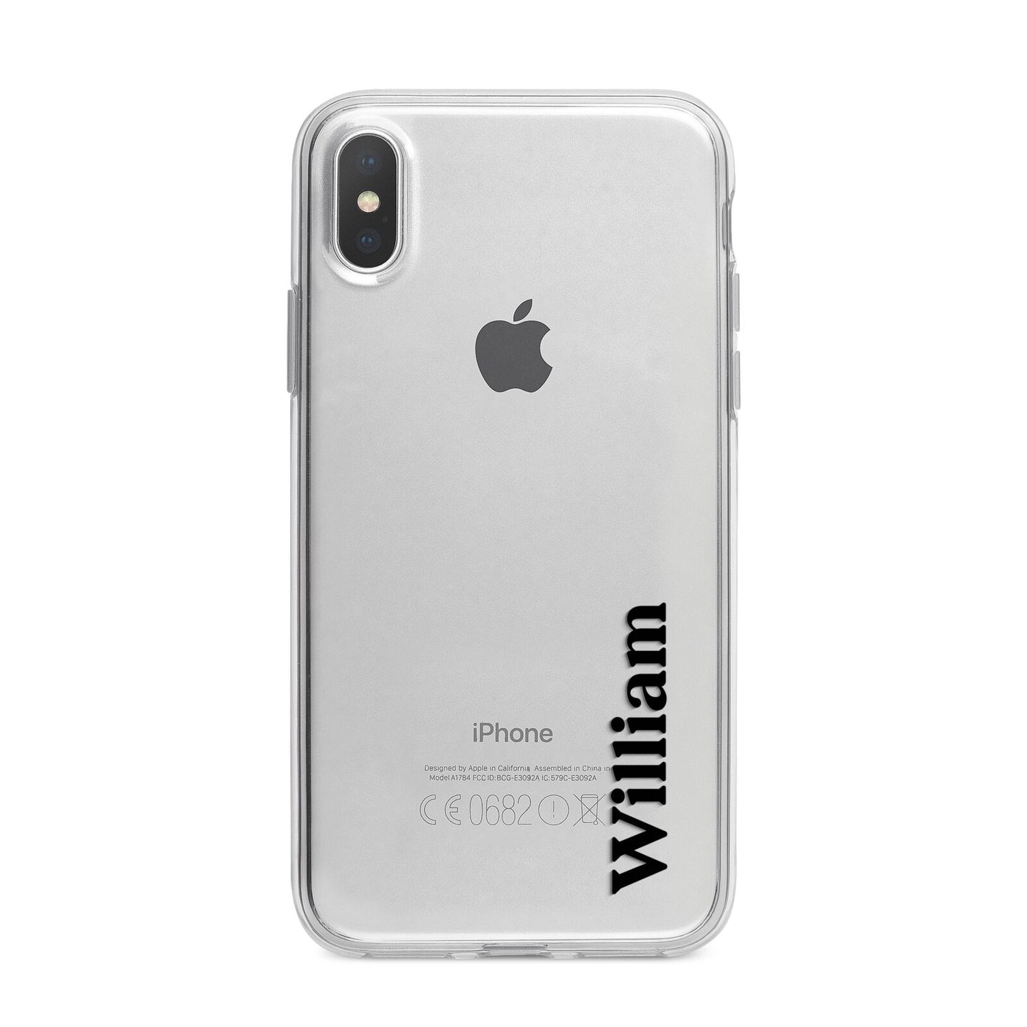 Vertical Name iPhone X Bumper Case on Silver iPhone Alternative Image 1